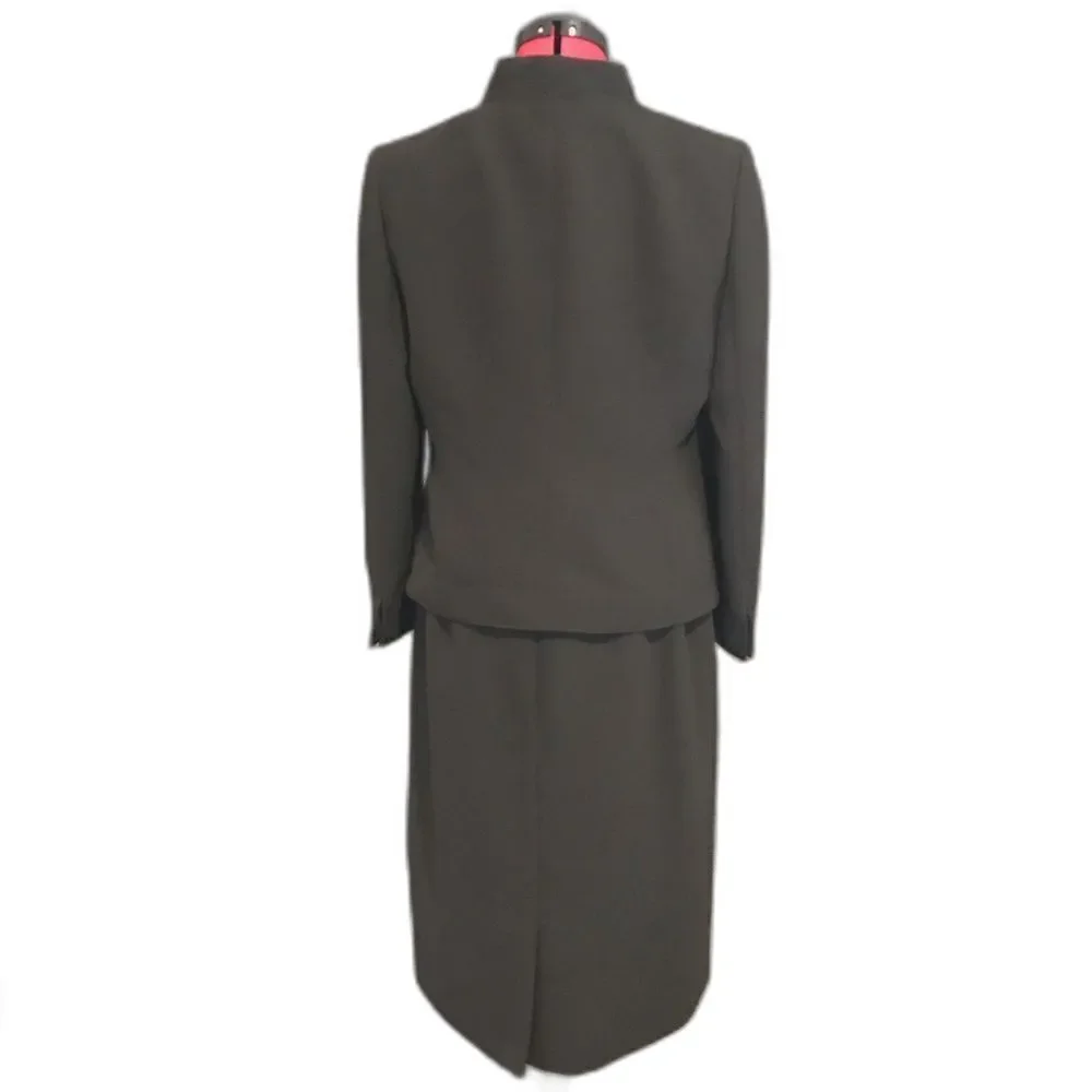 Suit Studio Skirt Suit Women Petite Size 12P Black 2-Piece Blazer and Skirt Set